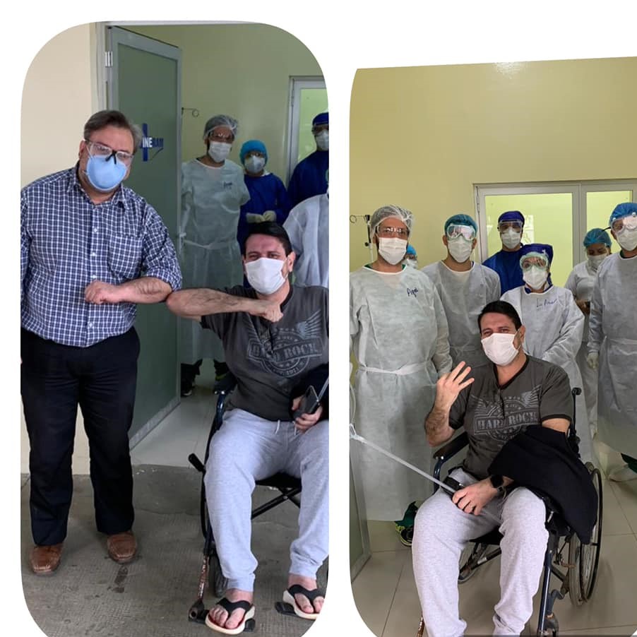 El propio médico compartió la noticia de su alta médica en su cuenta de Facebook con una fotografía en la que está acompañado de su colega, el doctor José Fusillo. Foto: Gentileza.