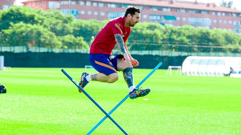 Messi se entrenó a pesar de que tenía el día libre (Foto: Barcelona oficial)